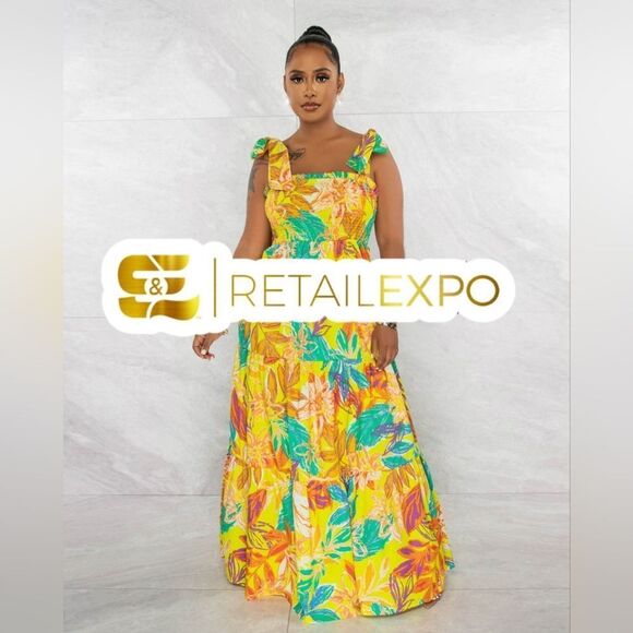 Floral Print Smocked Ruffle Maxi Dress - Picture 1 of 8